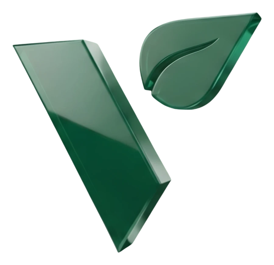 Símbolo da Valle em vidro verde, em 3D